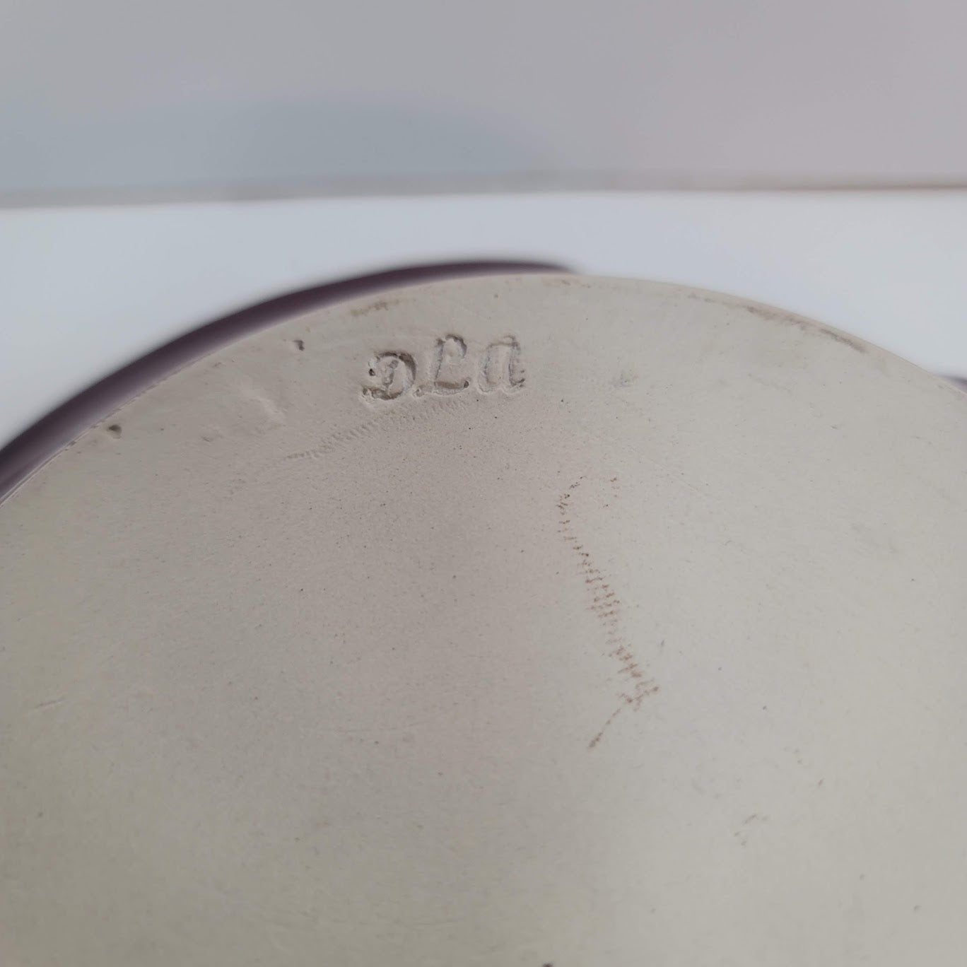 Handmade pottery tray Signed DLA double handled bowl  Earthenware 2 tone