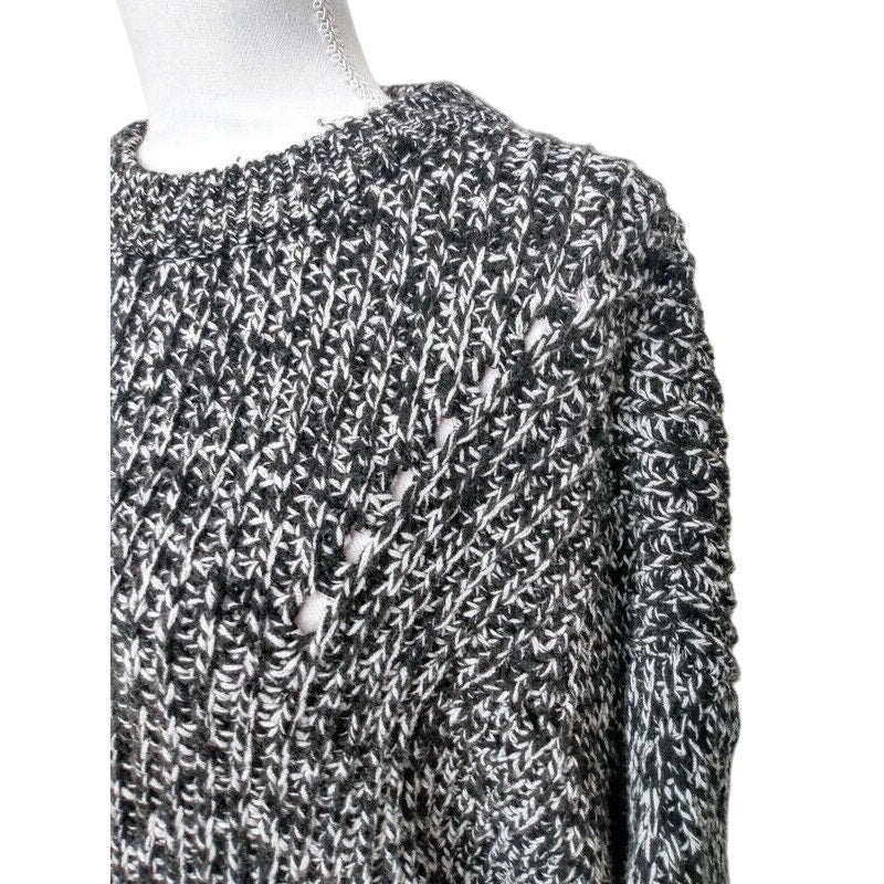 Topshop Chunky Pointelle Sweater Crew Neck Long Sleeves Dropped Shoulders Sz 12