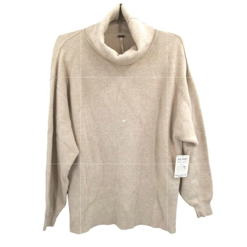 Free People OVERSIZED Turtleneck Tunic Sweater Sz XS/Extra Small in Oatmeal NWT