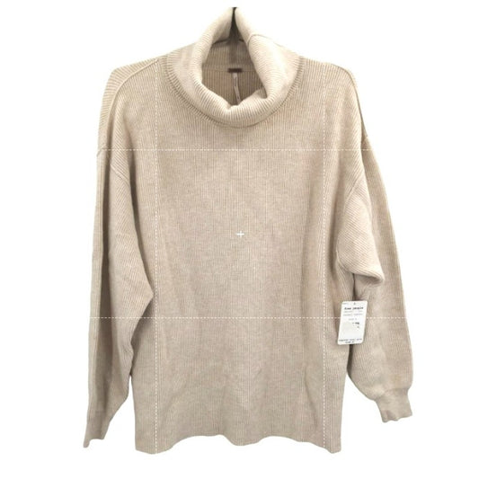 Free People OVERSIZED Turtleneck Tunic Sweater Sz XS/Extra Small in Oatmeal NWT