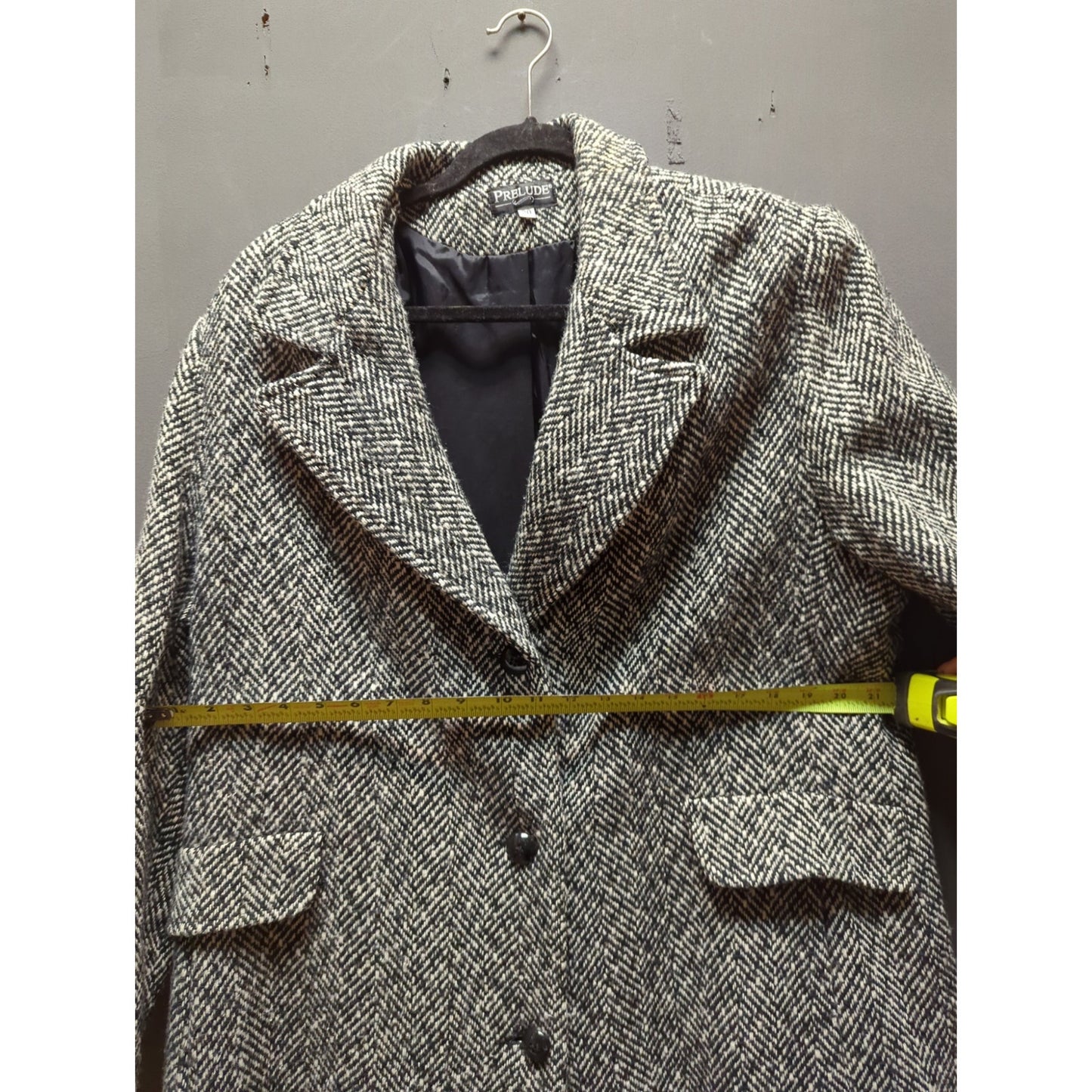 Black white Prelude Size 20 Herringbone line Swing pockets Winter Jacket Coat