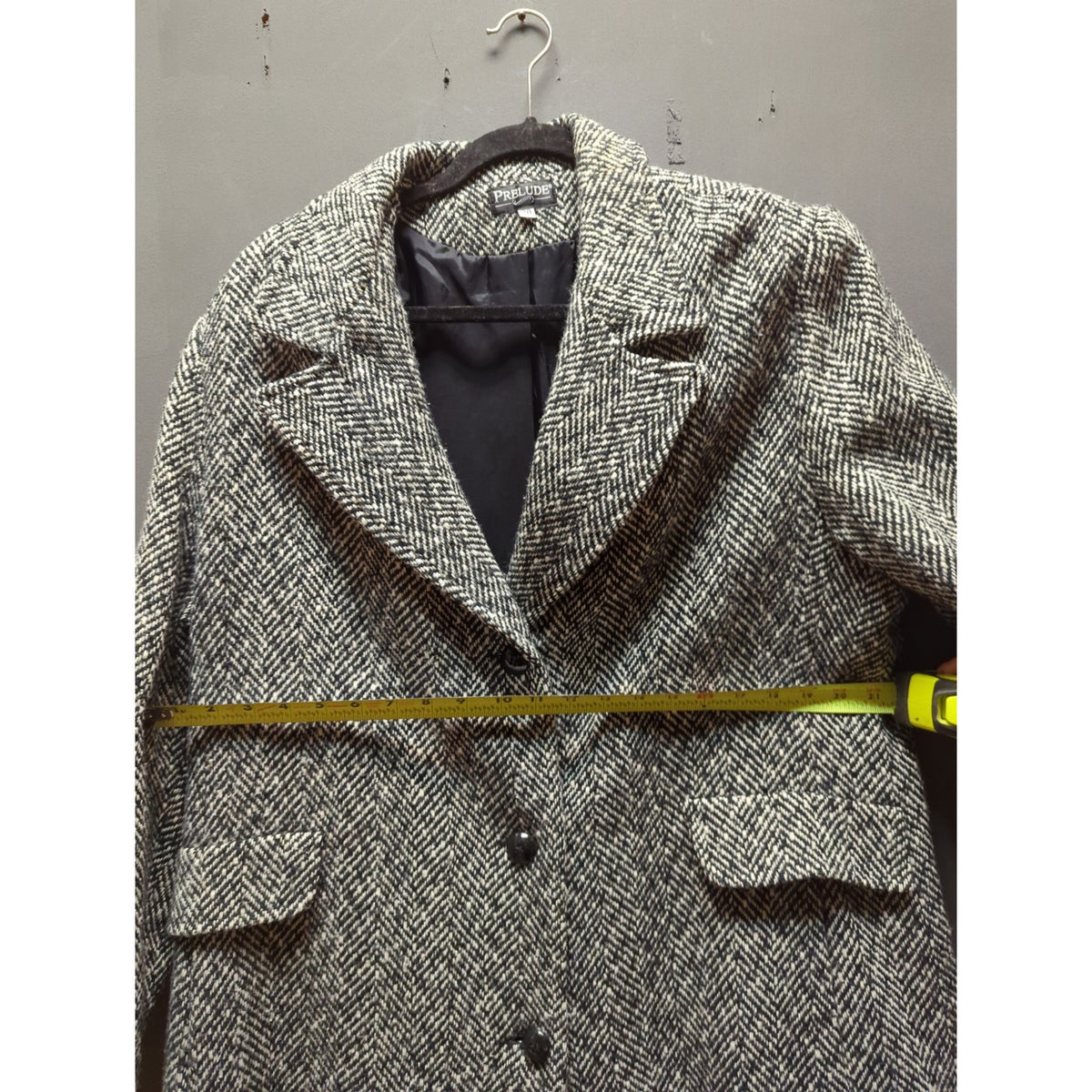 Black white Prelude Size 20 Herringbone line Swing pockets Winter Jacket Coat