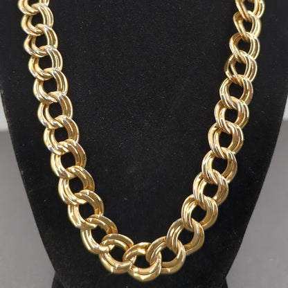 Vintage 1980s Statement Chunky Double Link Gold-Tone Chain Necklace