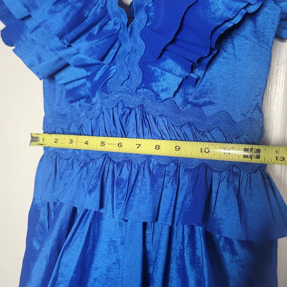 NEW Flamenco Tango BLUE Multi Tiered Dress youth large DANCE Fiesta Formal