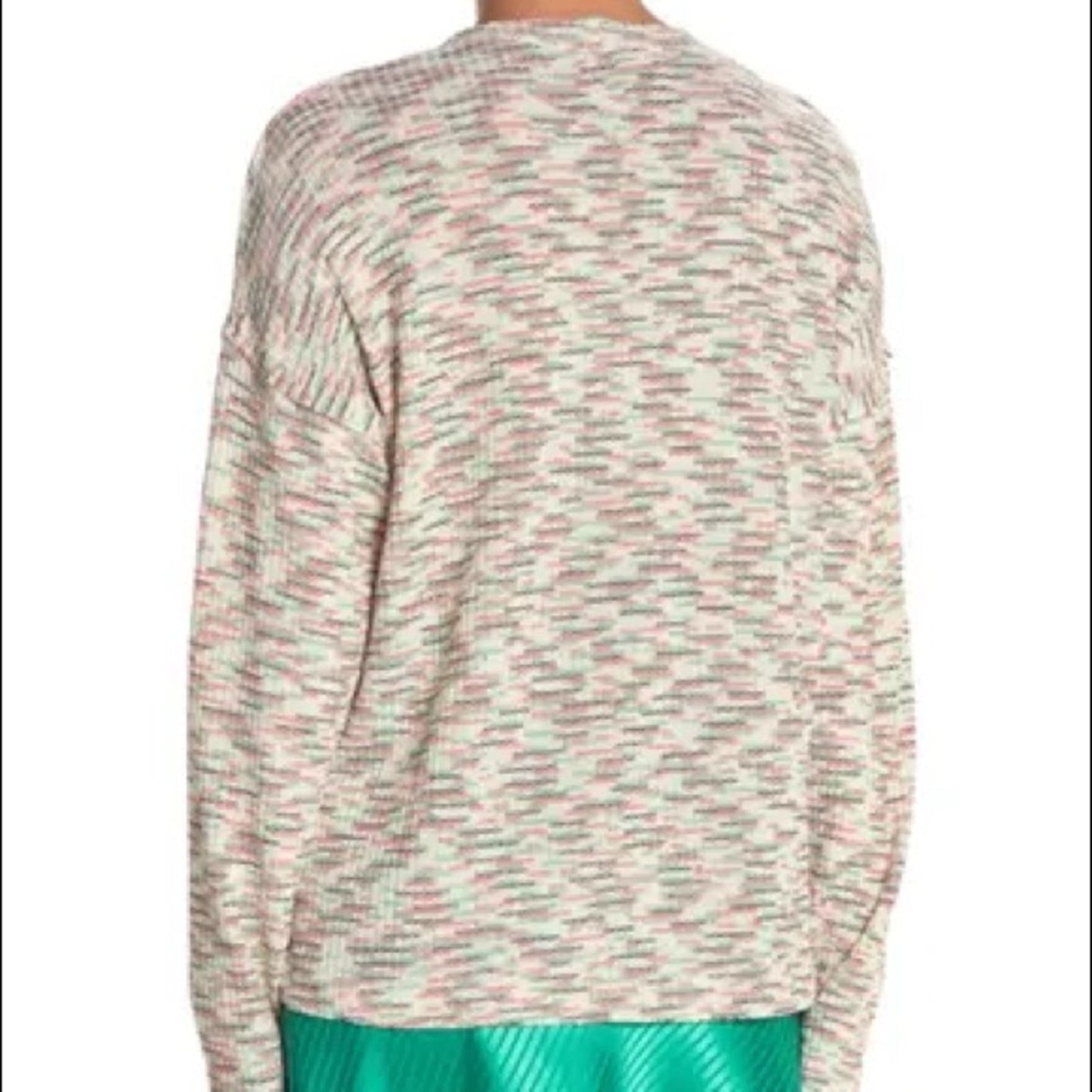Code x Mode Green Multi Space Dye Sweater Size MEDIUM raw hem Jumper Top Blouse