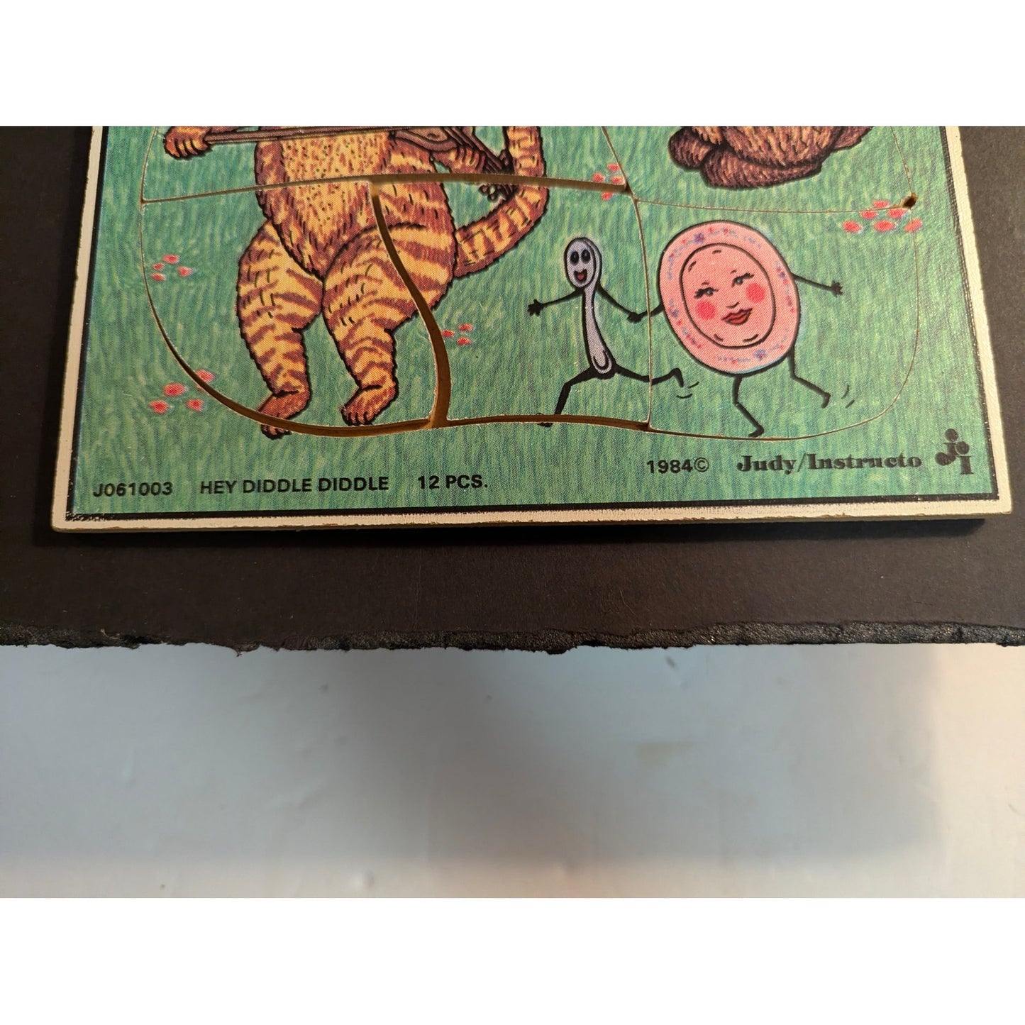 Vintage 1984 Judy Instructo Hey Diddle Diddle Wooden Inlay Tray Puzzle 101018