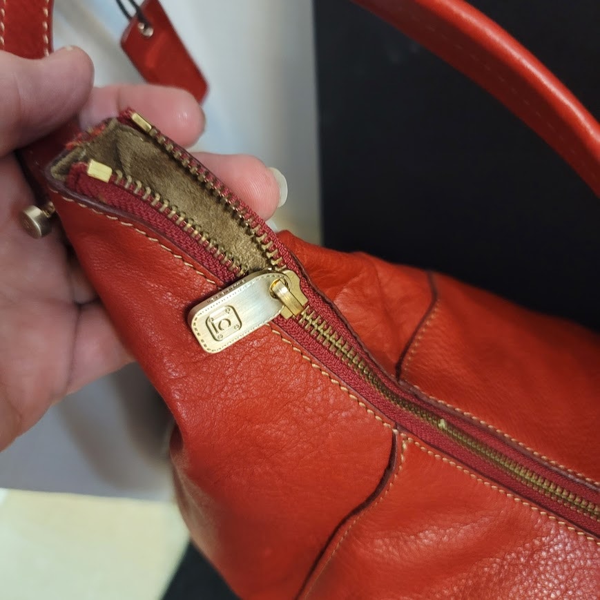 Vintage Liz Claiborne Red / burnt orange NICE Leather Hobo Shoulder Bag