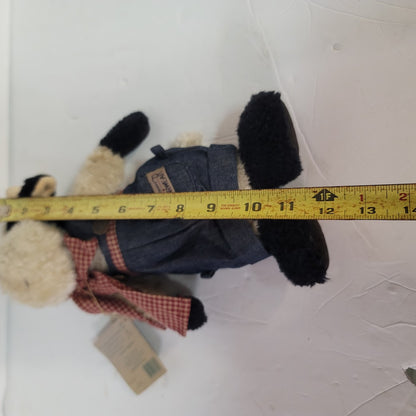 Boyds Bears Plush Angus Macmoo 11” Holstein Cow in Denim Coveralls
