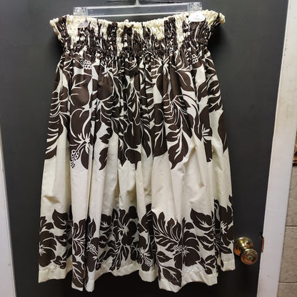 Vintage Hawaiian Pau Skirt Brown Floral Made in Hawaii Hula Dance Adjustable