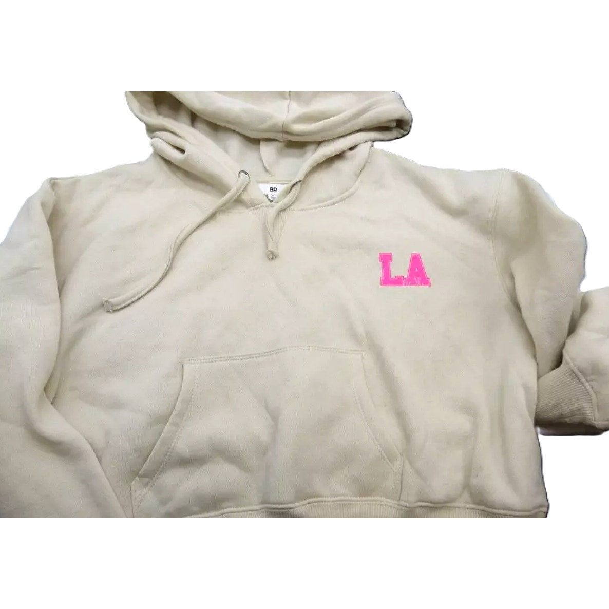 NWT BP. Pullover LA Drawstring Kangaroo Pocket Hoodie Sz Medium in Ivory Dove LA