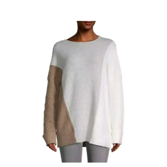 FRENCH CONNECTION Colorblock Grey Ivory Tan Sophia Viola Sweater Pullover SMALL