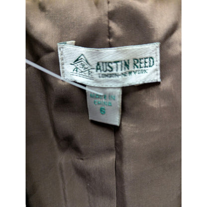 NEW Austin Reed Size 6 Silk Blazer Jacket embroidered brown white