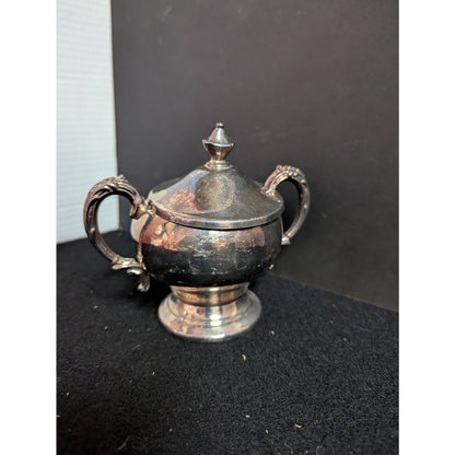 Vintage Antique Silver on Copper Lidded Sugar Bowl Condiment Pot