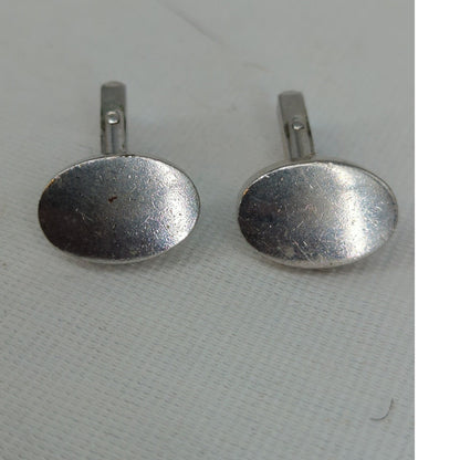 Silvertone Vintage Mens Cufflinks Oval