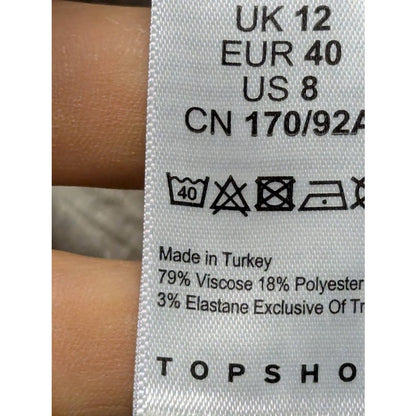 Topshop White Ribbed Straight Neck Sleeveless Full coverage snaps Size 8 NEW