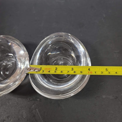 Pair clear glass NAMBE candleholder Crystal Art Votive Freeform Two Signed