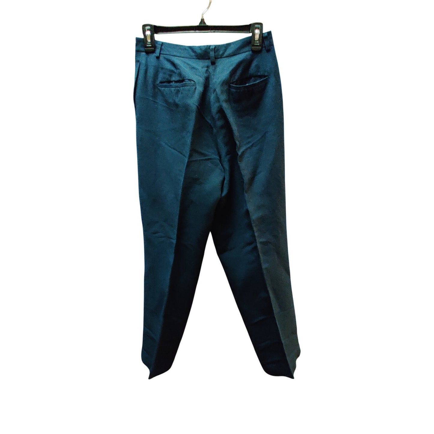 Vintage Navy Blue Linen Tapered Pants High Waist Pockets Size 4 Career Luxe