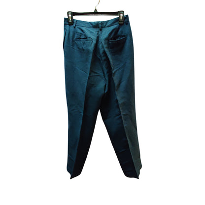Vintage Navy Blue Linen Tapered Pants High Waist Pockets Size 4 Career Luxe