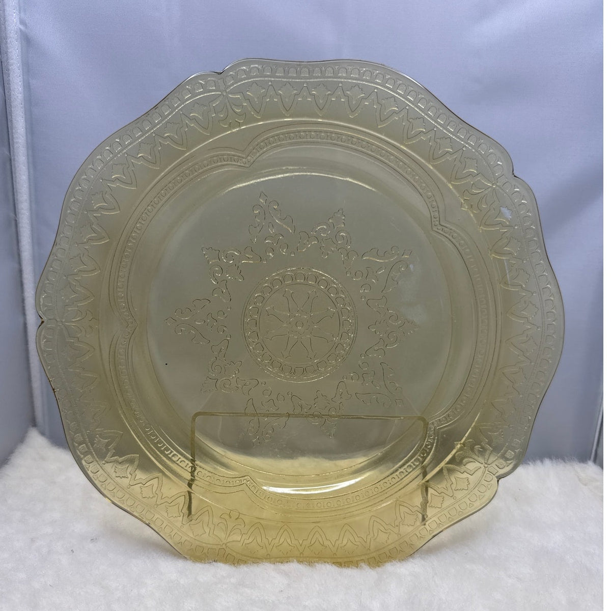 Vintage Federal Glass Patrician Amber Dinner Plate 11" Spoke Pattern Depression