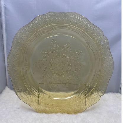 Vintage Federal Glass Patrician Amber Dinner Plate 11" Spoke Pattern Depression