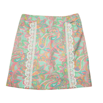 Lilly Pulitzer Corrie Mini Sandbar Blu Make A Splash Print Size 10 skirt skort