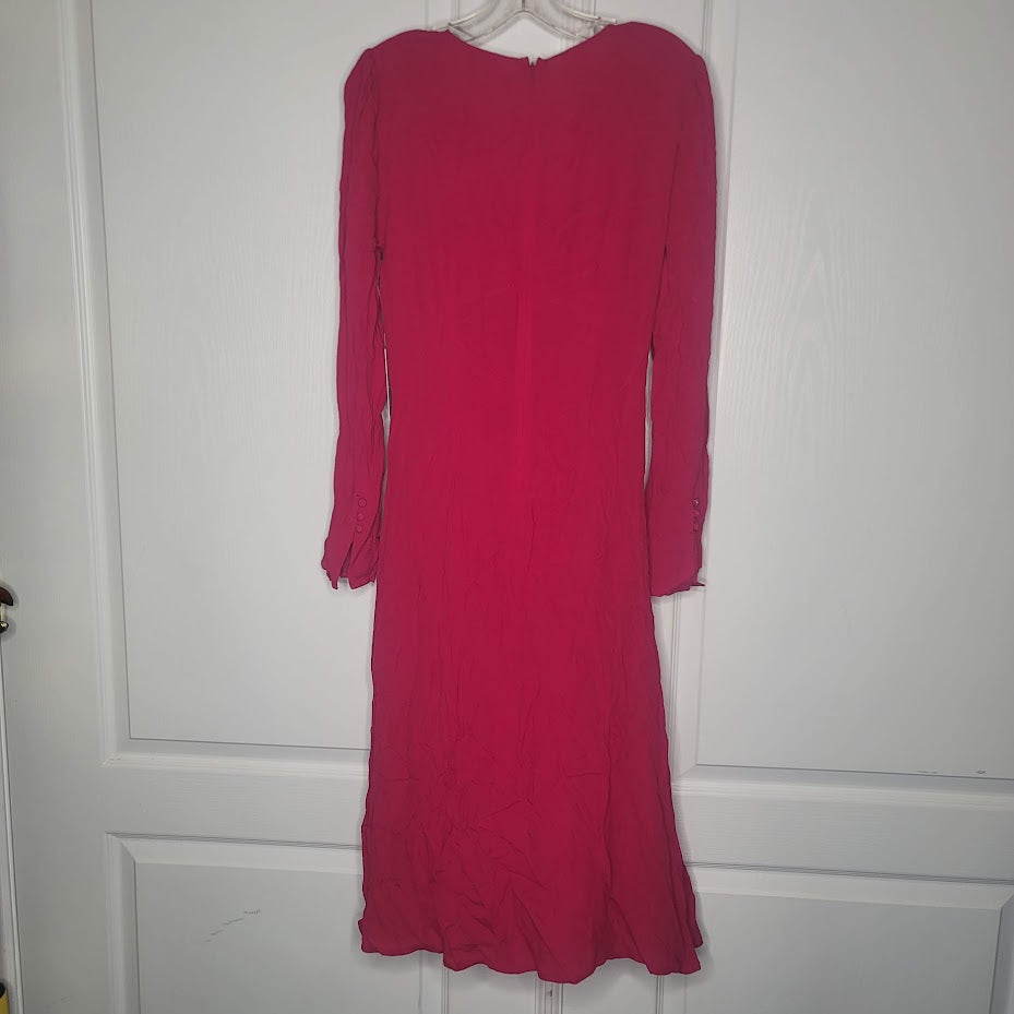 Chelsea28 Red Cerise Size Small Dress Long Sleeve VNeck Wrap NEW Career Evening