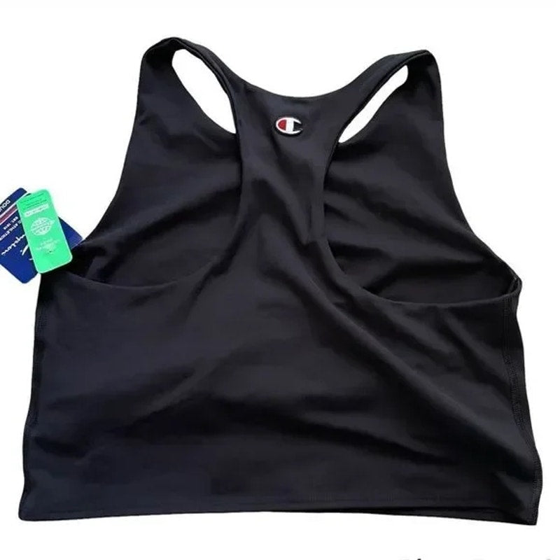 Champion Pull On Sculpt Crop Top Size Large in Black NWT sports bra racerback