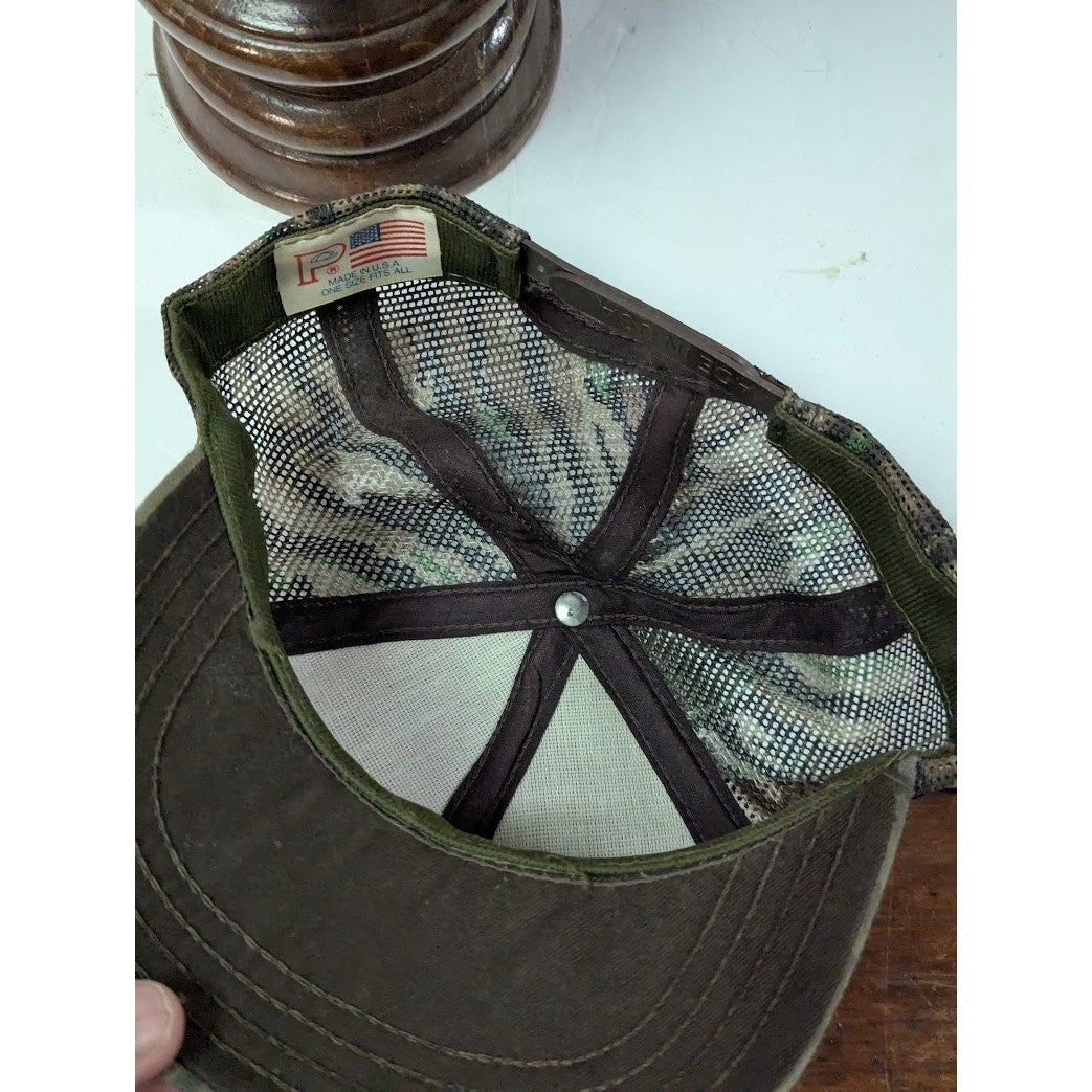 VINTAGE Paramount Snap Back Adjustable TRUCKER Hat Mesh Foam Cap USA Comouflage