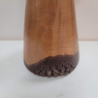 Morris Springer 12" Wood hand turned candle holder pillar live Dogwood edge