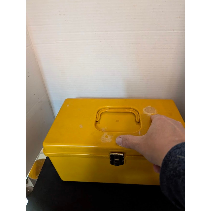 Vintage Wil-Hold yellow sewing box solid lid retro craft storage 1960s