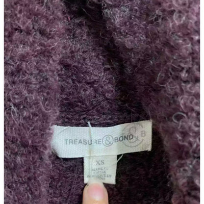 Treasure & Bond burgundy stem boucle turtleneck neck sweater size XS NEW