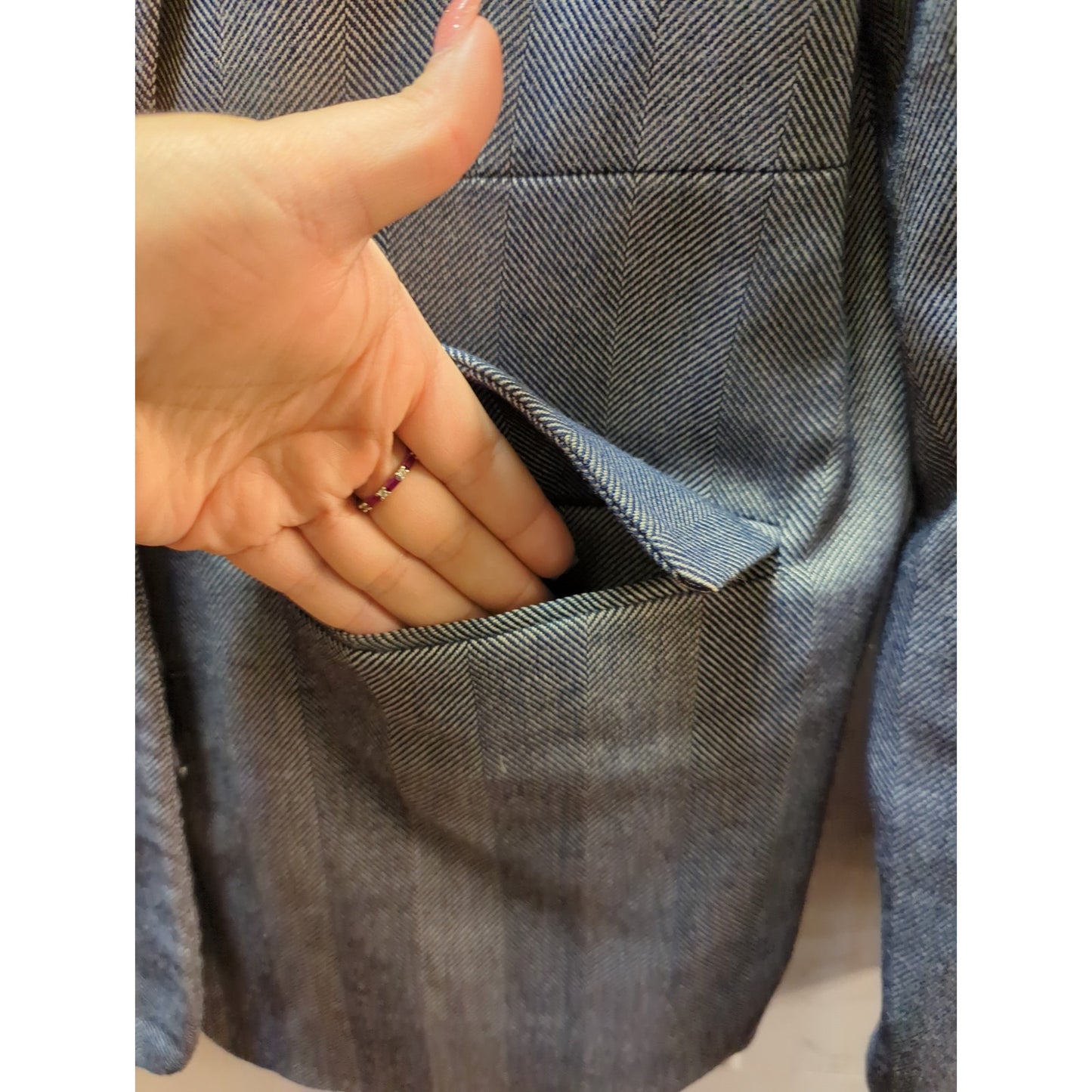 Passports Women's Grey Twill Blazer Large Classic Career Wear Pockets