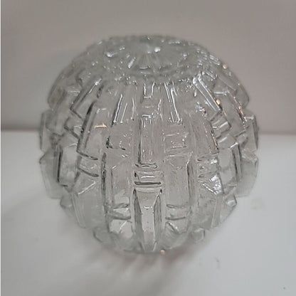 Vintage Mid Century Eagle MFG Co. Clear Cut Glass Globe 3" Fitter 6" Round. NICE