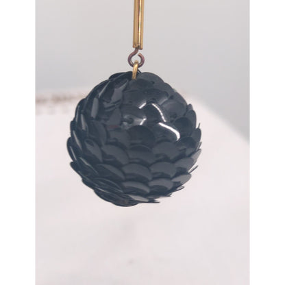 Vintage Black Rose Faceted Ball Dangle Drop Earrings Retro Gothic Chic
