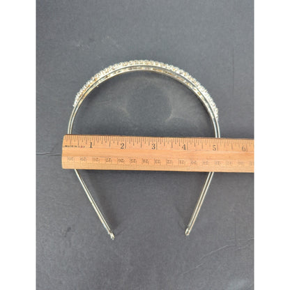 Silver Tone Rhinestone Flat Headband 7 Row Crystal Bridal Hair Accessory