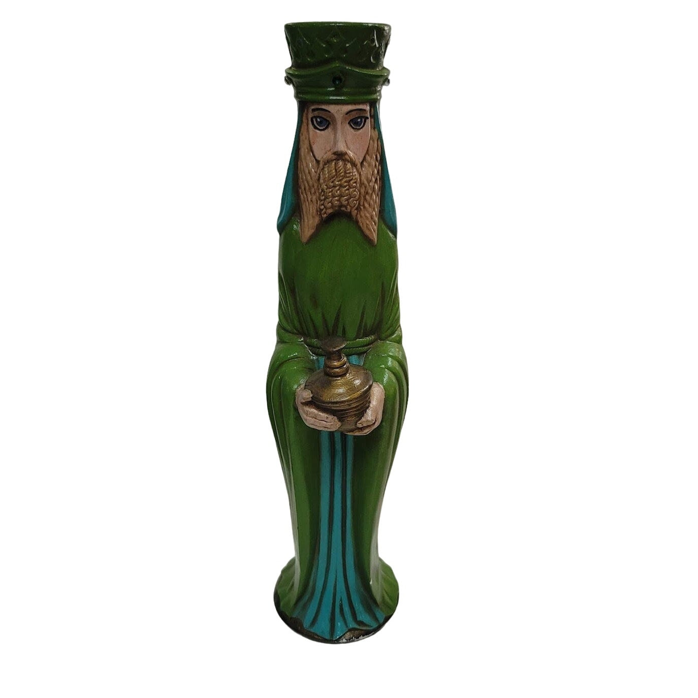 Wise Men Tall green ceramic figurine statue 13" tall Nativity Christmas Holiday
