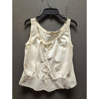 Edwardian Victorian cotton camisole corset cover liberty bodice lace trim front