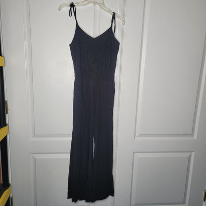 Fraiche by J sleeveless black One Piece Romper Casual Pockets Wide Leg Elastic