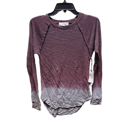 TREASURE & BOND NEW $39 Curved Hem Tee in Burgundy Stem Ombre XS