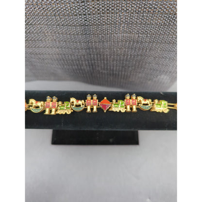 Vintage Fashion BRACELET Avon 8" toy soldiers enameled slide holiday