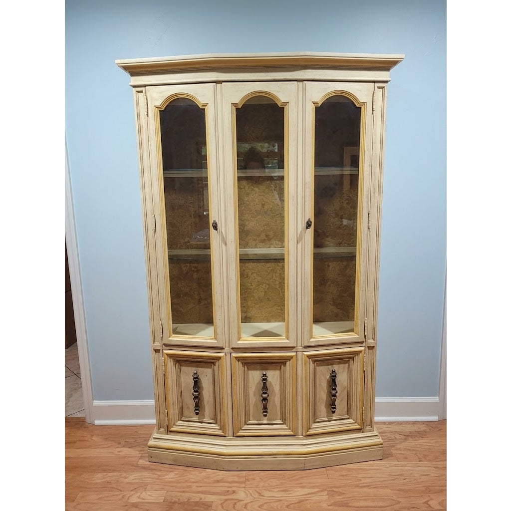 Secondhand Sandies: Vintage French Provincial Low Profile China Cabinet Hutch Cream