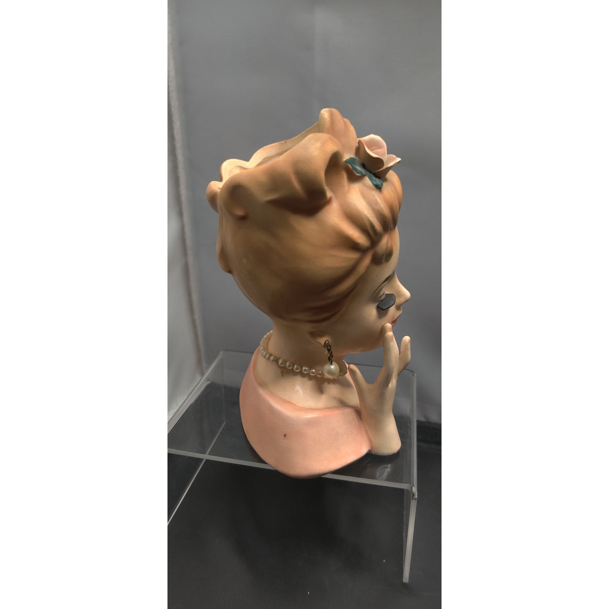 Inarco 1962 E-779 Lady Headvase Planter MCM Kitsch Pink Updo Retro Ceramic Decor