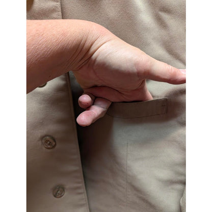 Custom Made Mandarin Collar Long Coat Tan Khaki Structured Minimalist Waistcoat