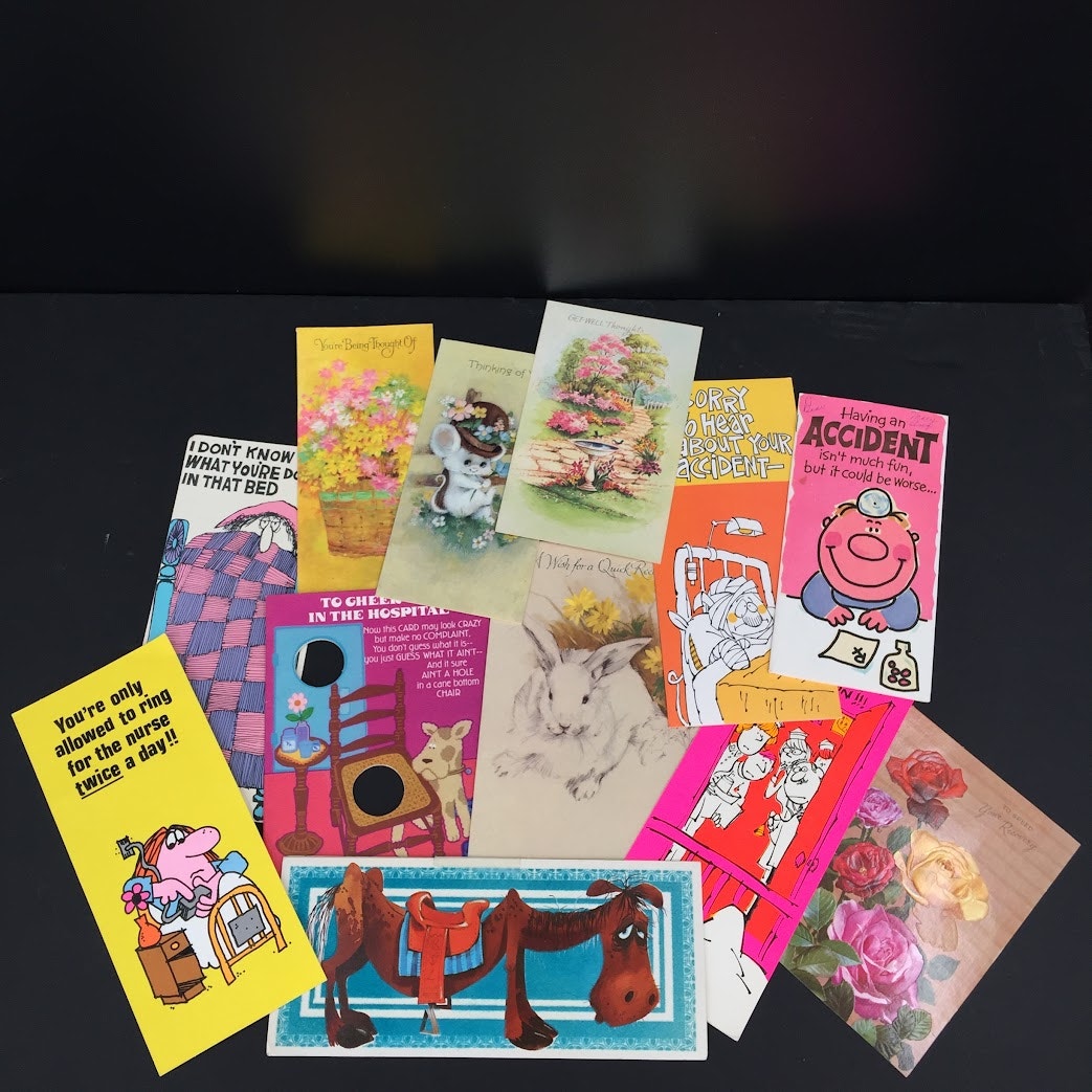 Vintage greeting 70s Cards LOT ephemera Used GREAT cursive Graphics Scrapbooking