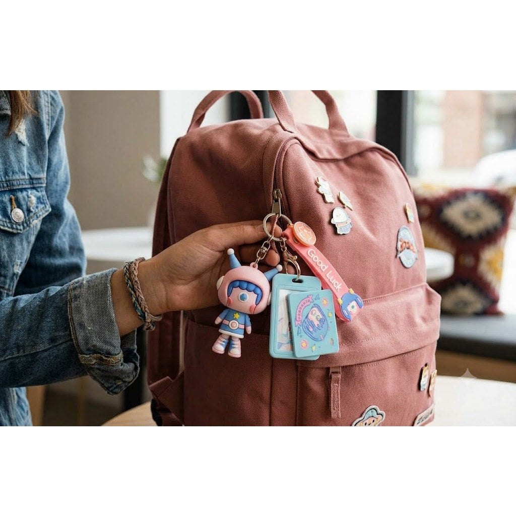 Key Chain fob fashion toy doll Rubber Good Luck whimsy girl bag backpack NEW