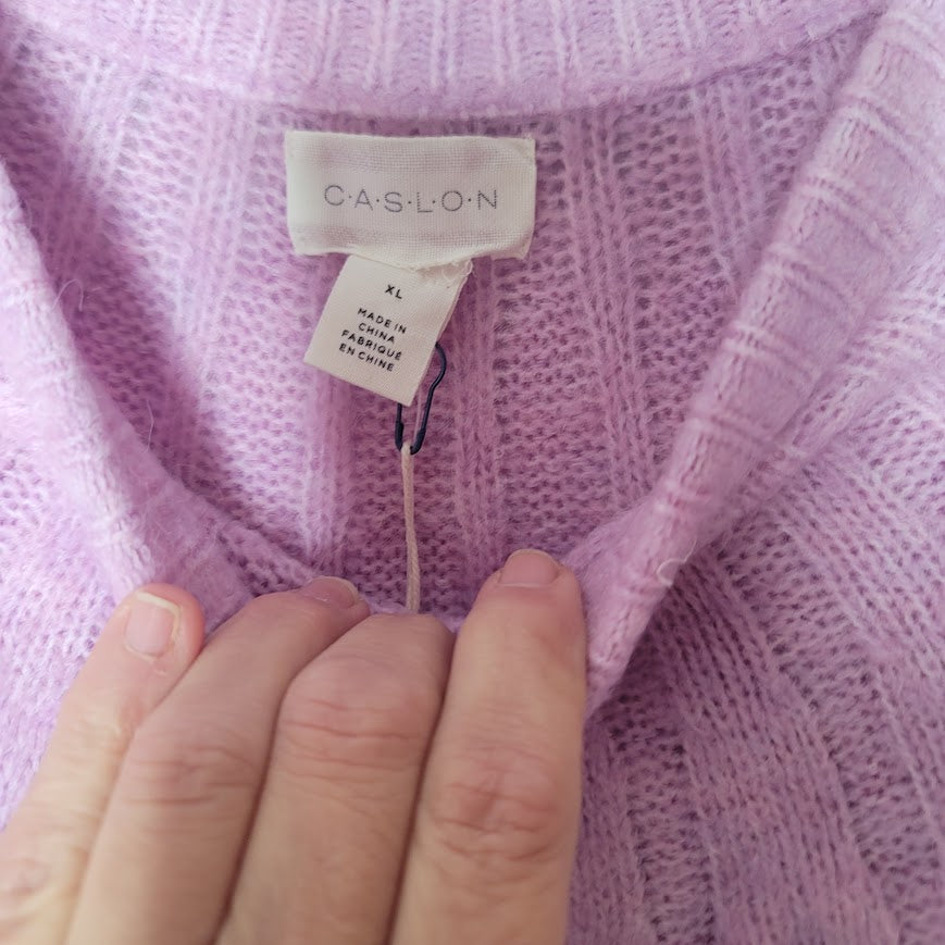 NEW Caslon Size XL Crew Neck Pink Tulle Knit Pullover Sweater