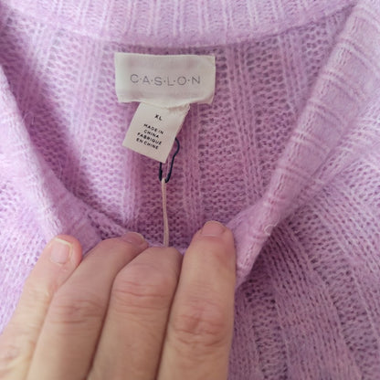 NEW Caslon Size XL Crew Neck Pink Tulle Knit Pullover Sweater