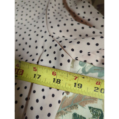 Karl Lagerfeld Pink black Polka Dot Faux Pearl Button Blouse Small Vintage