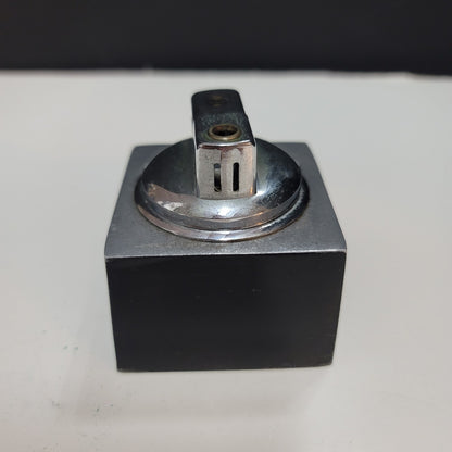 Vintage MCM black silver table Lighter MR io 1960s cube