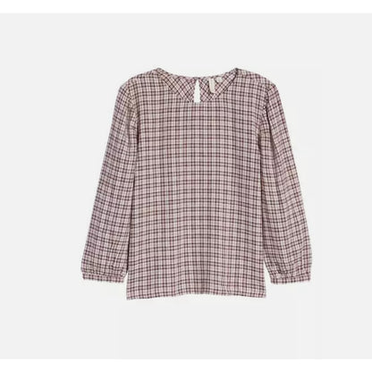 Treasure & Bond Pink Hush Wicklow Plaid Top Blouse Maroon Red Linen, NWT Size XS